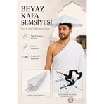 İlkbenaldim Kafa Şemsiyesi Beyaz Hac ve Umre İçin Kafaya Takılan Şapka Şemsiye