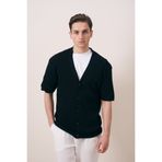 İLKCET MODA Kısa Kol Siyah Erkek Oversize Triko Hırka