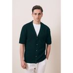 İLKCET MODA Kısa Kol Zümrüt Erkek Oversize Triko Hırka