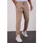 İLKCET MODA Krem Hafif Bol Kesim Mevsimlik Jogger Pantolon