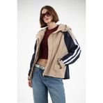 İLKCET MODA Şeritli Parka Oversize Kadın Yağmurluk