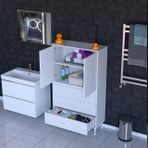 İlkim Alt Modül Çekmece Üst Modül Kapak Banyo Dolabı 80 Cm