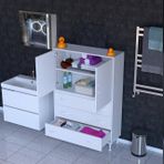 İlkim Alt Modül Çekmece Üst Modül Kapak Banyo Dolabı 90 Cm