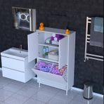 İlkim Alt Modül Sepet Üst Modül Kapak Banyo Dolabı, 70 Cm