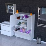 İlkim Alt Modül Sepet Üst Modül Kapak Banyo Dolabı, 90 Cm