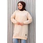 İlkimay.com Armalı Yırtmaç Detay Tunik 1665 - Bej - 50 - 52