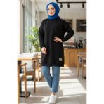 İlkimay.com Armalı Yırtmaç Detay Tunik 1665 - Siyah - 42 - 44
