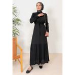 İlkimay.com Marin Gömlek Yaka Elbise 1367 - Siyah - 44