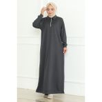 İlkimay Lener Fermuarlı Elbise 1199 - Füme - 36
