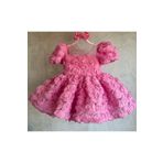 İlknur Karaca Design Pembe yumuşak güllü trend kız çocuk özel gün doğum günü elbisesi