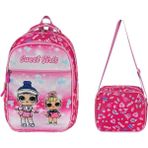 Ilkokul Çantası Lol 2'li Set 40*30 cm Beslenme Çantası Ortopedik Sırt Çantası Kız Çocuk - Pembe