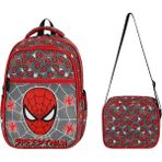 Ilkokul Çantası Örümcek Adam 2'li Set 40*30 cm Beslenme Çantası Ortopedik Sırt Çantası Erkek Çocuk - Gri