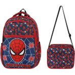 Ilkokul Çantası Örümcek Adam 2'li Set 40*30 cm Beslenme Çantası Ortopedik Sırt Çantası Erkek Çocuk - Lacivert