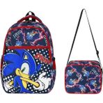 Ilkokul Çantası Sonic 2'li Set 40*30 cm Beslenme Çantası Ortopedik Sırt Çantası Erkek Çocuk - Lacivert