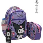 Ilkokul Kuromi Karakterli Kız Çocuk 2 Li Ortopedik Okul Çantası Seti (Okul Çantası + Beslenme) Mor - sırt çanta - 40x30x18