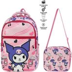 Ilkokul Kuromi Karakterli Kız Çocuk 2 Li Ortopedik Okul Çantası Seti (Okul Çantası + Beslenme) Pembe - sırt çanta - 40x30x18