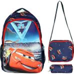 Ilkokul Okul Ortaokul Sırt Çantası Kız Erkek Unisex Beslenme Çantalı Kalemlikli Ortopedik 3lü Set Yarış Arabası Okul Çantası Lacivert