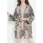 ilktrend Desenli Kimono Kahvemavi - 1658.1095.