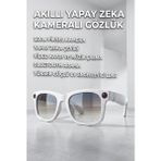 İlkyaz Fashion Beyaz Aı Akıllı Gözlük No 27 Kameralı Bluetooth Yapay Zeka Çeviri ve Ses Kayıt Özellikli - 1
