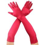 İlkyaz Fashion Kırmızı Renk Dirseğe Kadar Uzun Kumaş Eldiven 40 cm - Standart - Renkli