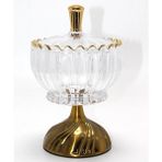 İlkyaz Fashion Metal Ayaklı Kristal Cam Şekerlik Gold Detaylı Sunumluk ALK4871 ILKYZ-KRGRS34 - Renkli