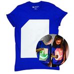 Illuminated Apparel Karanlıkta İnteraktif Parlayan Tişört - Doğum Günü Partileri ve Festivalleri için Eğlenceli, Mavi/Yeşil Parıltı, 12-14 Years
