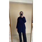 İlmek 22177 Kadın Kalıp İnce Triko Basic Kazak Lacivert Uzun Kol Günlük Stil - 44