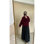 İlmek 25033 Kadın Fitilli Kısa Basic Kazak Bordo