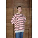 İlmek 25034 Kadın Oversize Çizgili Kazak Kırmızı