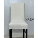 İlmek Desen Sandalye Kılıfı, Sandalye Örtüsü 6 Adet Krem Krem