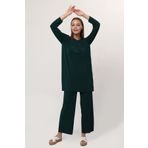 ilmek Kadın Zümrüt Yeşili Pantolon Tesettür Tunik Pliseli Sandy İkili Takım 5219