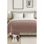Ilmeki Armürlü Yatak Örtüsü / Pike / Koltuk Örtüsü – Düğüm Saçaklı – Yıkanmış Dokulu – 200X210 cm - Kiremit