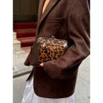 Ilot.Istanbul Ilot.ıstanbul | Leopar Desenli Tokalı Klipsli Peluş Clutch Abiye Portföy Çanta Statement Model