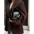 Ilot.ıstanbul | Örgü Saplı Yumuşak Dökümlü Pouch Çanta El Çantası Trend Clutch - Siyah