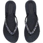 Ilse Jacobsen Dark Indıgo Cheerful03G - Mavi Taşlı Parmak Arası Terlik