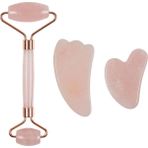 İlterus Pembe Kuvars Face Roller Melek Kanadı ve Pembe Kuvars Kalp Gua Sha Set