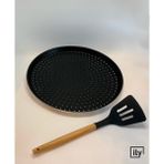 Ily Granit Delikli Pizza Tepsisi+ Spatula - 26 cm - Siyah