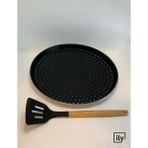 Ily Granit Delikli Pizza Tepsisi+ Spatula - 36 cm - Siyah