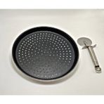 Ily Granit Delikli Pizza Tepsisi+Inox Pizza Kesici