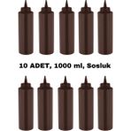 İly Store 10 Adet Kahverengi, Fişek Plastik Sosluk, Ketçap, Mayonez, Hardal, Barbekü, Zeytinyağlık, Limonluk, 1000 ml - 1 lt