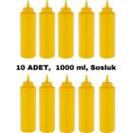 İly Store 10 Adet Sarı, Fişek Plastik Sosluk, Ketçap, Mayonez, Hardal, Barbekü, Zeytinyağlık, Limonluk, 1000 ml - 1 lt