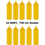 İly Store 10 Adet Sarı, Fişek Plastik Sosluk, Ketçap, Mayonez, Hardal, Barbekü, Zeytinyağlık, Limonluk, 750 ml