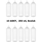 İly Store 10 Adet Şeffaf, Fişek Plastik Sosluk, Ketçap, Mayonez, Hardal, Barbekü, Zeytinyağlık, Limonluk, 250 ml