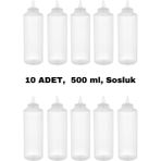İly Store 10 Adet Şeffaf, Fişek Plastik Sosluk, Ketçap, Mayonez, Hardal, Barbekü, Zeytinyağlık, Limonluk, 500 ml