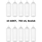 İly Store 10 Adet Şeffaf, Fişek Plastik Sosluk, Ketçap, Mayonez, Hardal, Barbekü, Zeytinyağlık, Limonluk, 750 ml