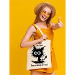 I'm Fine, Everything Is Fine Tote Bez Çanta, Pinterest Çanta, Kitap Çantası, Shopper Omuz Çantası - 10D-Krem