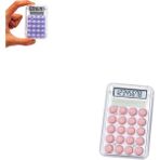 IMA Mini Hesap Makinesi Silikon Tuşlu LCD Ekran 8 Haneli Şeffaf Mini Hesap Makinesi (Ebat: 8,5 cm x 5,4 Cm) - Pembe