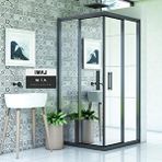 İmaj Banyo Mia Reflekte Cam Kare Duşakabin 100*100 H190 - H:190 Cm Siyah