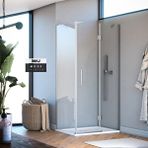 İmaj Banyo Mode Premium Menteşeli Sistem 1 Sabit 1 Açılır Yan Panelli Dikdörtgen Duşakabin 90*120 H195 Gümüş