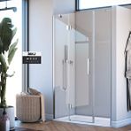 İmaj Banyo Mode Premium Menteşeli Sistem İki Duvar Arası 2 Sabit 1 Açılır Duşakabin 159 H195 Gümüş